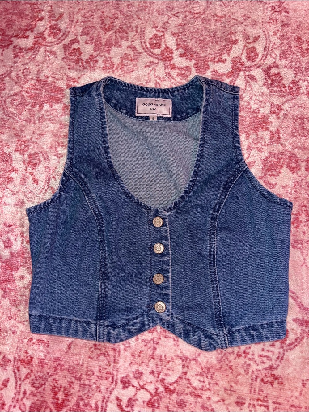 GoGo USA Blue Denim Button-Front Vest